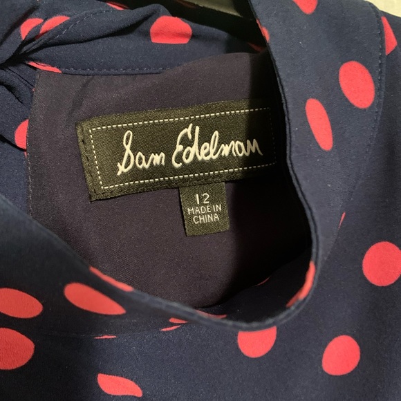 Sam Edelma Navy & Pink polka dot tiered midi dress - Picture 5 of 7